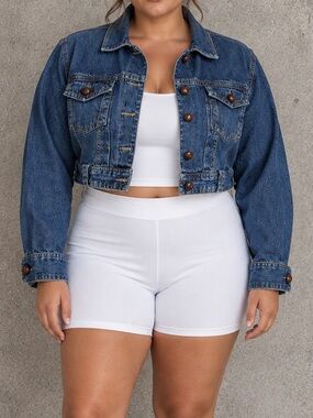 Vintage Paris Blues Cropped Denim Jacket 2X Americana Western Plus Size